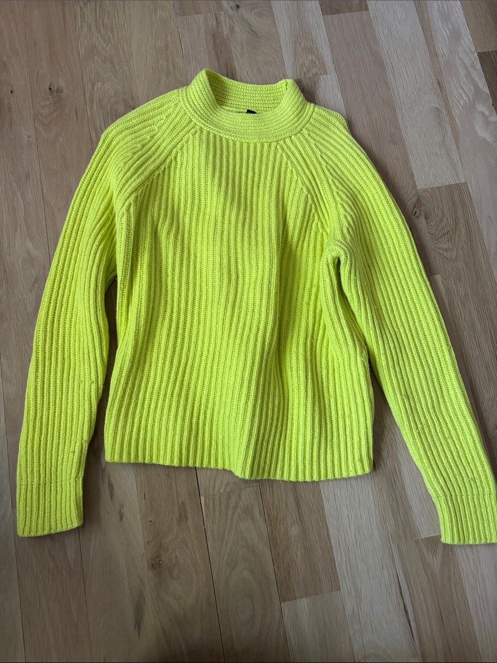 Banana Republic Neon Yellow Ribbed Mock Neck Sweater